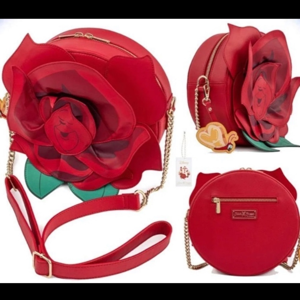 Red rose Alice in wonderland crossbody purse